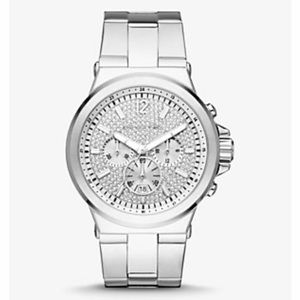NEW/NEVER WORN Men’s (Unisex) Oversized Dylan Pave Silver-Tone Watch